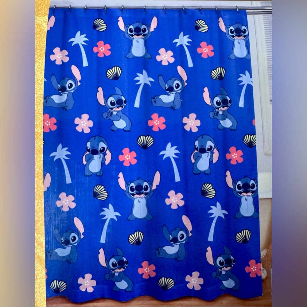 Disney Stitch Shower Curtain Set - Blue with Pink Accents - Picture 3 of 3